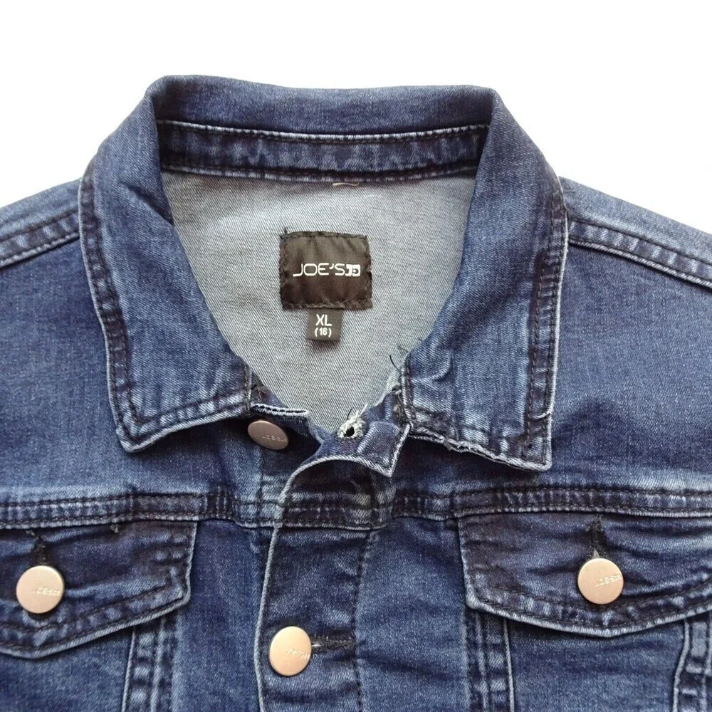 Joe's Jeans Girl's Blake Denim Dress Belted Dark Wash Button Long Sleeves XL/16
